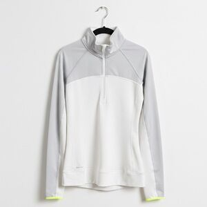 Nike Dri Fit Pro 1/4 Zip Fleece Lined Pullover White and Gray Top Women’s MD
